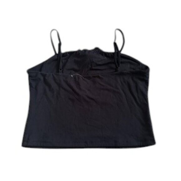 Bailey/44 Anthropologie Black Cropped Spaghetti Strap Top, Rosette Front, Medium - Picture 3 of 7